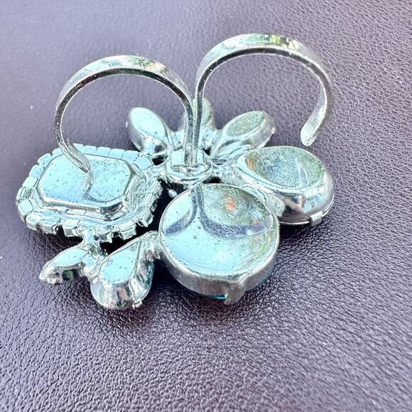 Jewel Tone Colorful Rhinestones Statement Two-Finger Double Ring Oversized Sz 8 - Picture 4 of 4